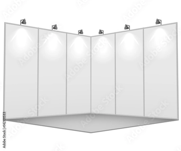 Obraz Blank white exhibition stand 3x3 sections vector template.