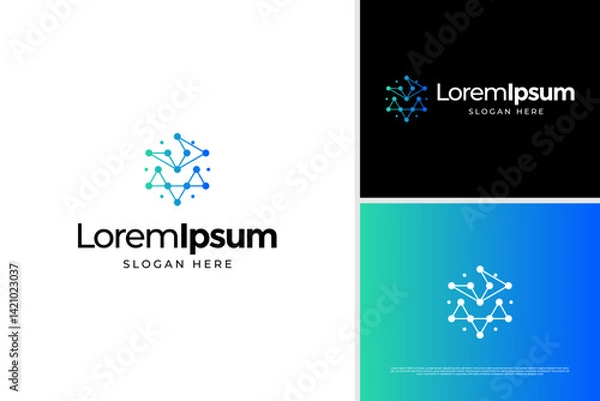 Fototapeta Modern technology logo design concept. Digital tech logo vector template