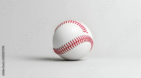 Fototapeta White Baseball with Red Stitches on White Background