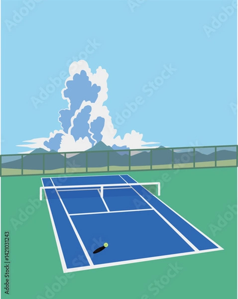 Obraz Clip art of tennis court for retro style background