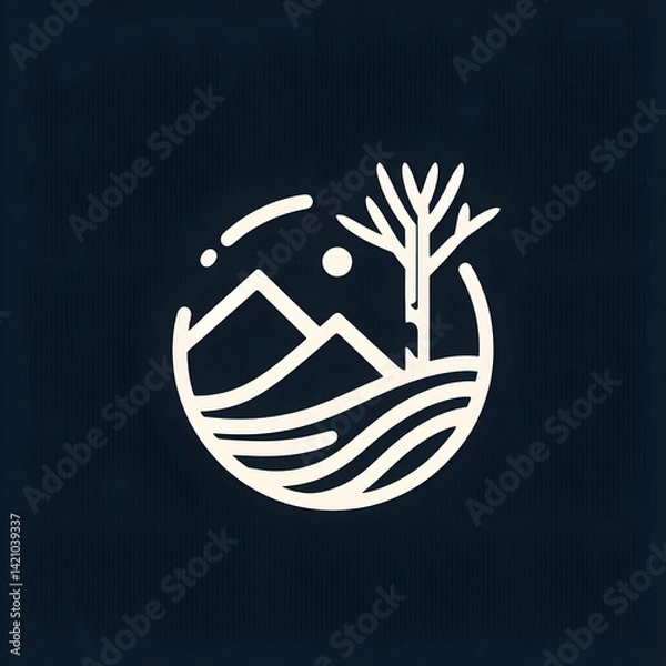 Fototapeta Mountain and Tree Logo Vector