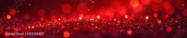Fototapeta Scattered red glitter, abstract shapes, bright shine, overlay, abstract texture