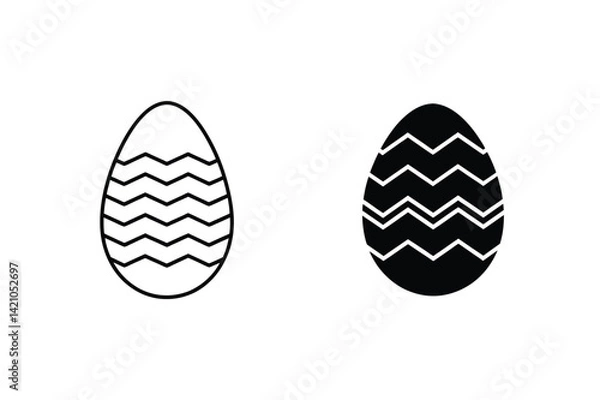Fototapeta Easter Egg Minimalist Icon Set Spring Holiday Illustration Symbol Collection Isolated