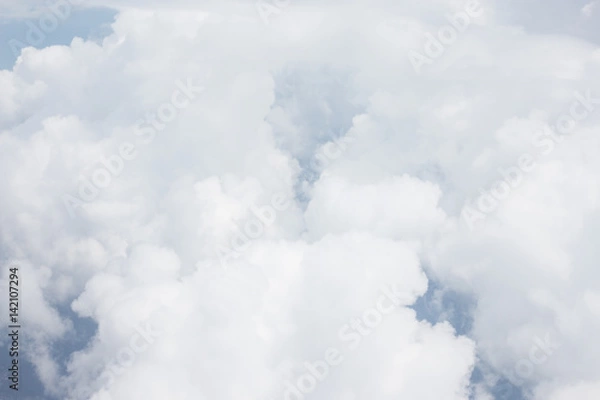 Fototapeta white soft bright cotton clouds background