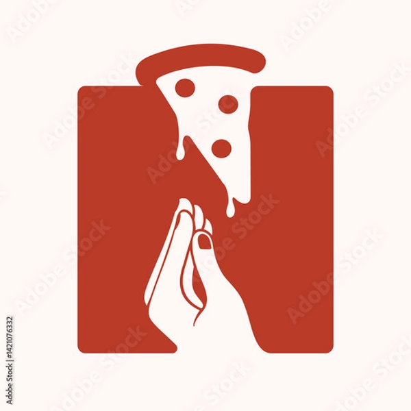Obraz Letter N with negative space of pizza and Italian hand gesture, wall art, background art, poster art.