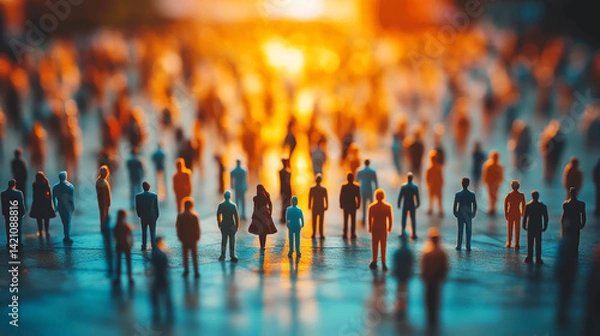 Fototapeta This conceptual image visualizes individuals coming together to form a unified team or business entity. Generative AI