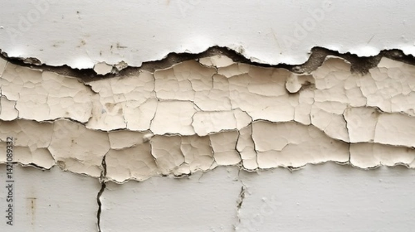 Obraz Cracked and Peeling Paint Texture on White Wall