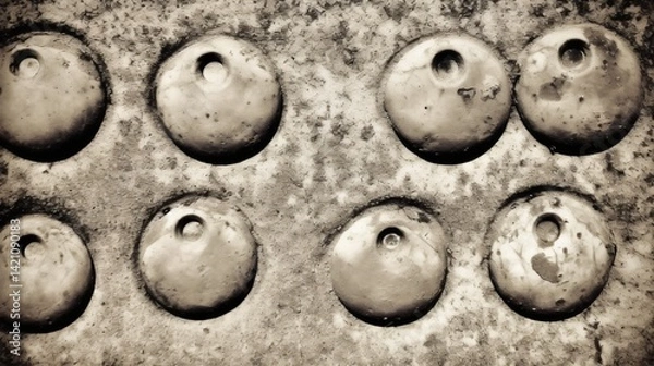 Obraz Abstract Stone Texture with Circular Indentations Grunge Background