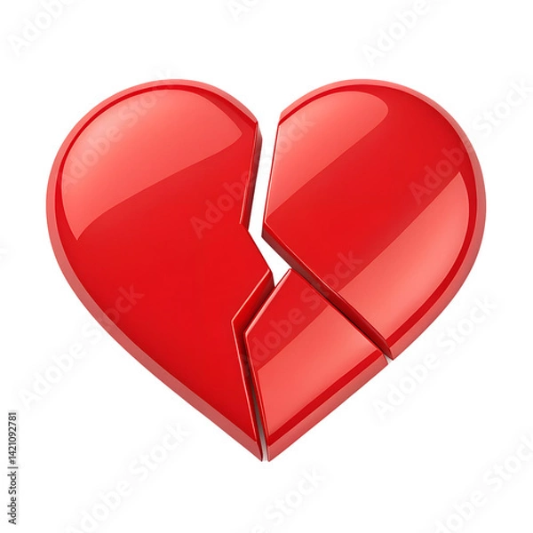 Obraz 3d broken heart icon isolated on transparent background