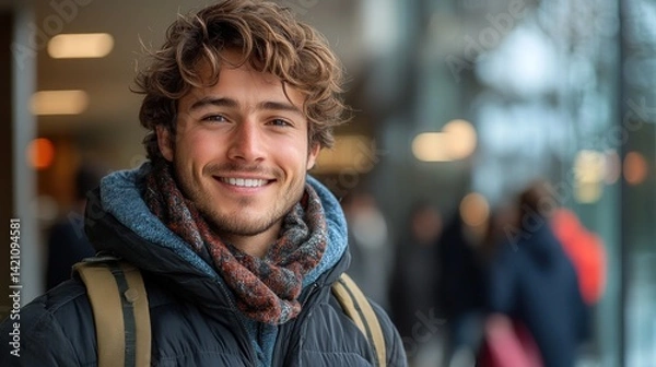 Fototapeta Smiling Young Man Portrait: A Candid Moment Captured