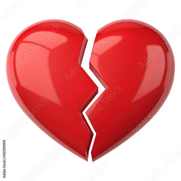 Obraz 3d broken heart icon isolated on transparent background