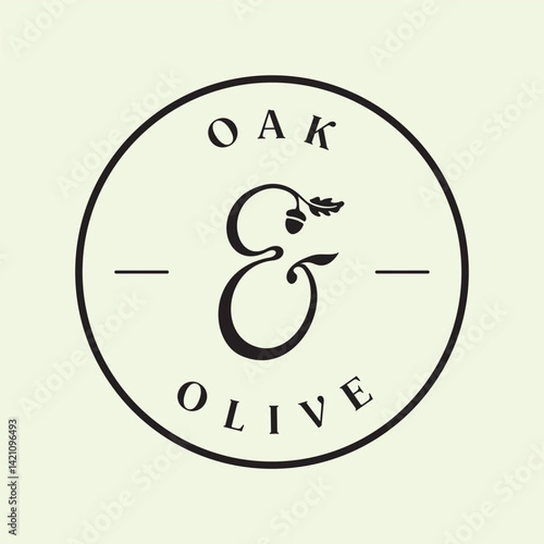 Obraz Oak and olive emblem logo, suitable for restaurant and cafe