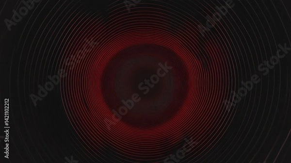 Fototapeta Red and black concentric circles creating a visual tunnel effect