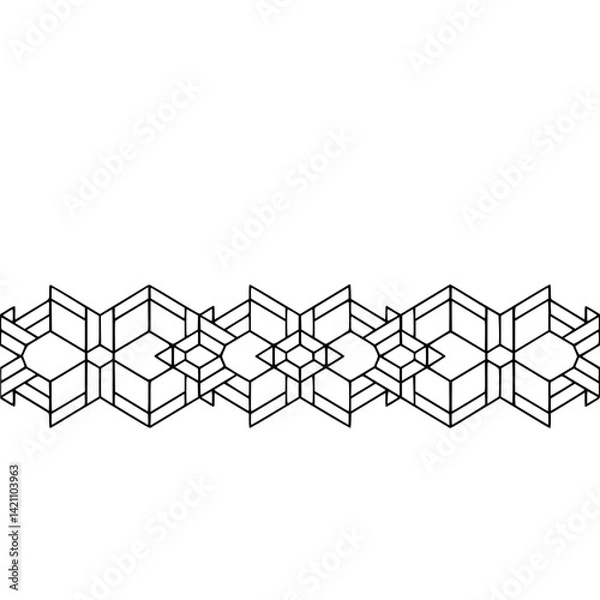 Fototapeta Geometric Line Art Border: Abstract Graphic, Minimalist Design