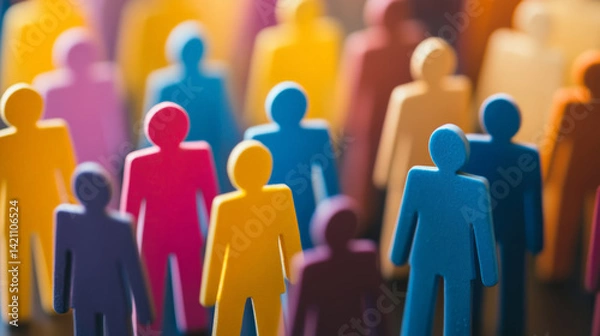 Fototapeta This conceptual image visualizes individuals coming together to form a unified team or business entity. Generative AI