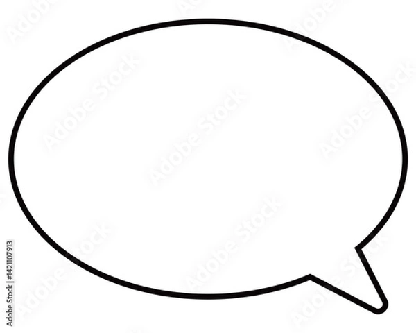 Obraz シンプルな白黒の吹き出し　丸形の右向き03