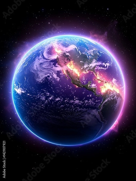 Obraz Earth Night Glow Space View