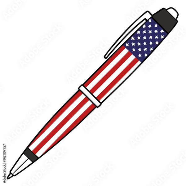 Fototapeta USA Flag Wrapped Pen on Transparent Background Ideal for Creative Use