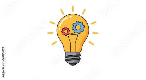 Fototapeta Light Bulb with Gears Symbolizing Idea Innovation and Concept