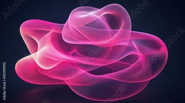 Fototapeta Abstract Pink Glowing Swirls Appear Against a Dark Color Background