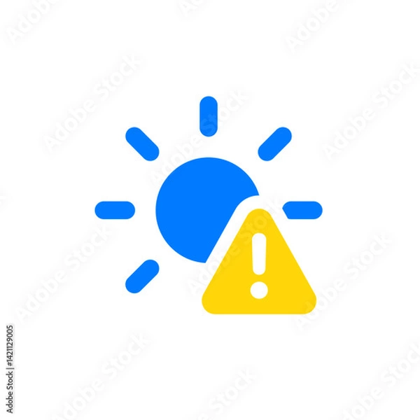 Fototapeta Filled Sun with Warning Badge