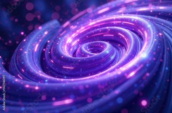 Fototapeta The purple-blue whirlwind, creating the illusion of endless flows and signals, atraction