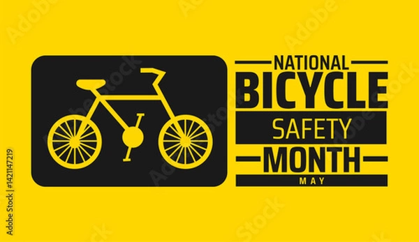 Fototapeta National Bicycle Safety Month background banner or poster design template. observed every year in May. Holiday concept. Use to any Template, card, poster, placard, template.