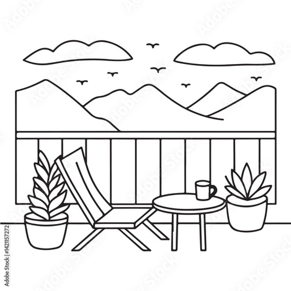 Obraz Cozy space coloring pages, bold and easy coloring pages, space coloring page, line art, victor illustration, black & white design, bold & easy coloring book, background
