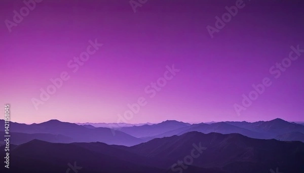Obraz Mountain ranges silhouette under a gradient purple sky landscape photography