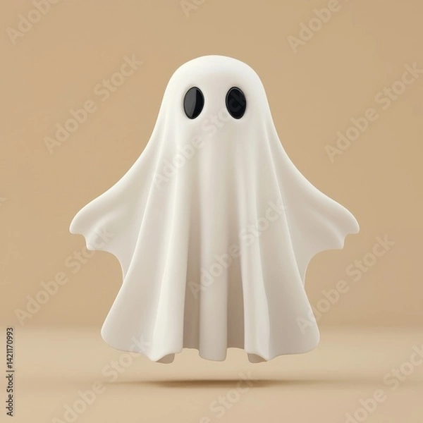 Fototapeta Cute and Minimalist Ghost Character on Simple Background