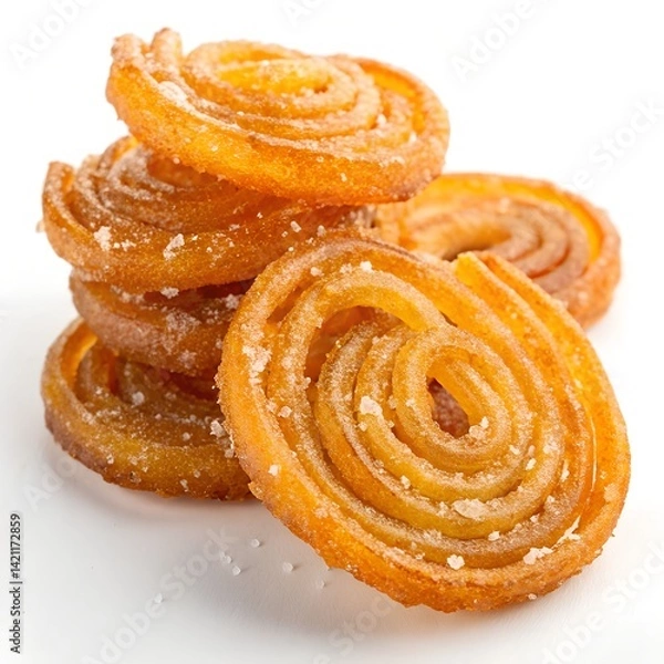 Fototapeta Delicious cookies on a white background with a close-up view showcasing a sweet and tasty snack