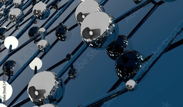 Obraz Science, Abstract Technology Background, Molecules, 3D Illustration