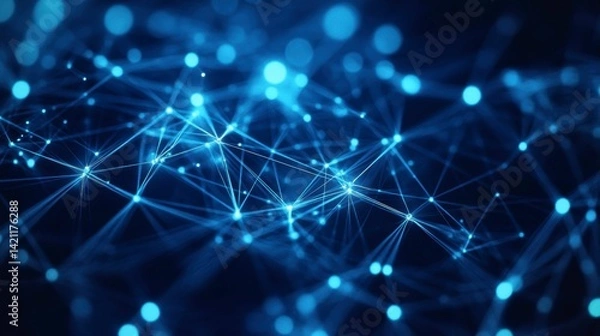 Fototapeta Abstract blue network connection background.