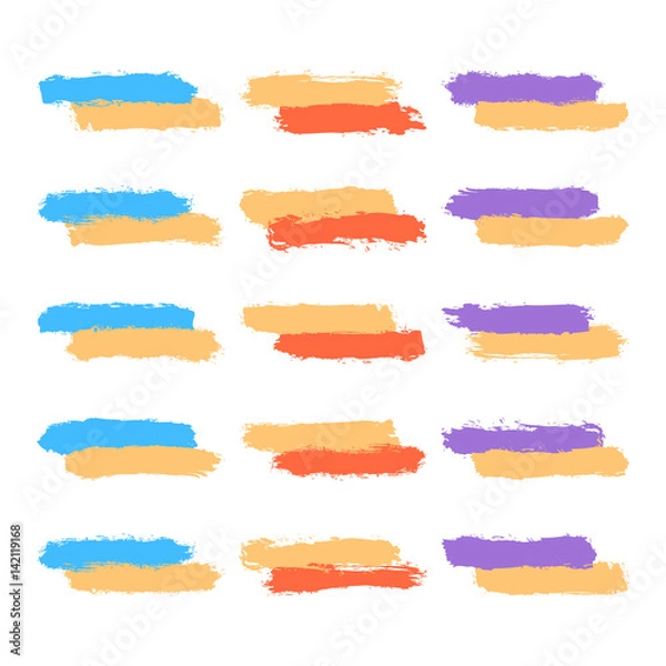 Fototapeta Set Colored Brushstroke Paint