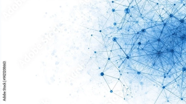 Fototapeta Abstract Blue Network Structure with Nodes and Connection Lines