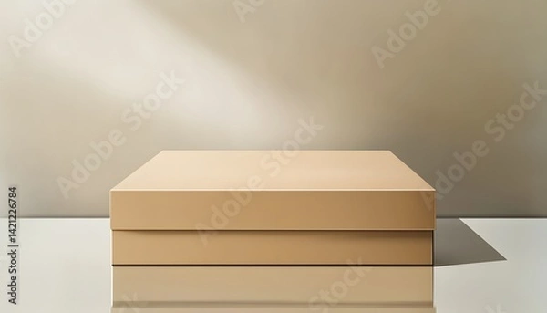 Fototapeta Closed plain cardboard box on white background for packaging and shipping