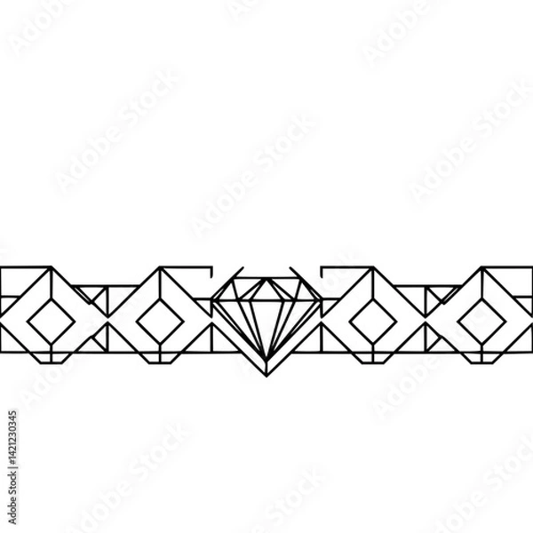 Fototapeta Elegant Geometric Diamond Border Line Art Design Element