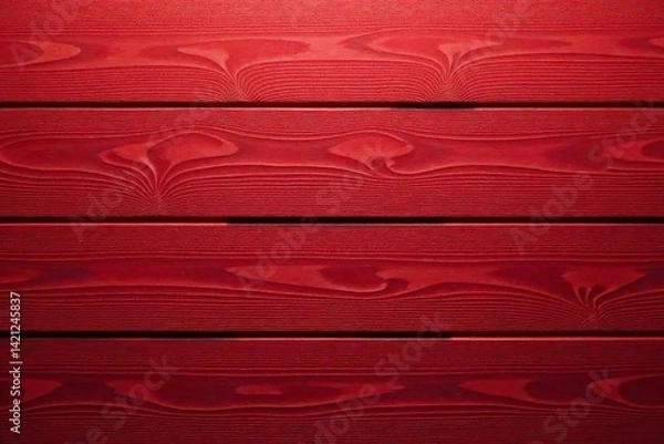Fototapeta Close-up of rich red wooden planks, showcasing unique textures and patterns.