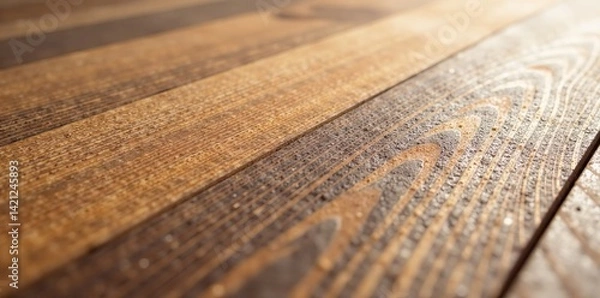 Fototapeta Close-up of natural wooden planks highlighting patterns in texture and color variations.