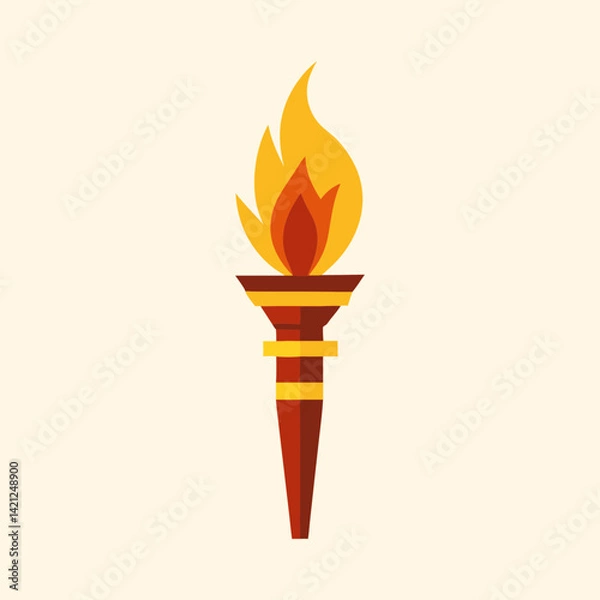 Fototapeta A stylized depiction of a burning torch with a simple geometric design