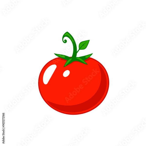 Obraz Bright Red Tomato Green Stem vector tustratien