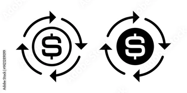 Fototapeta Business Icon flat and line icon Simple outline logo.