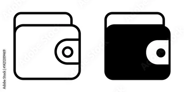 Fototapeta wallet vector flat and line icon Simple outline logo.