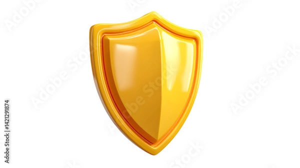 Fototapeta 3d rendered golden shield and privacy icon isolated on white or transparent background