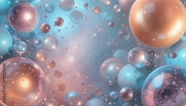 Fototapeta Explosive colorful bubbles floating through a dreamlike space abstract art modern digital creation surreal environment high-resolution viewpoint visual concept