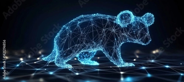 Fototapeta Abstract Holographic Koala in a Digital Network Exploring Technological Advancements