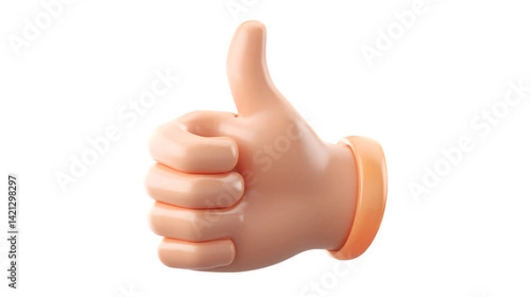 Fototapeta 3d rendered glossy icon of thumb up isolated on white