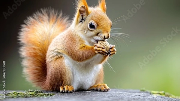 Fototapeta Squirrel enjoying nut