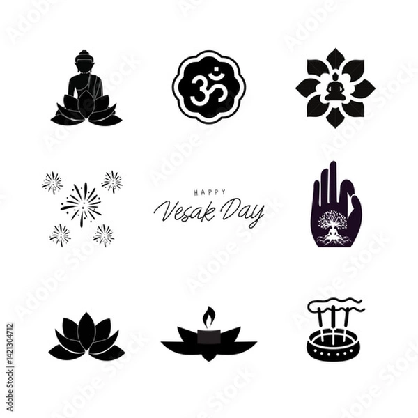 Obraz Icon set. Vesak  vector icon stock illustration vector 