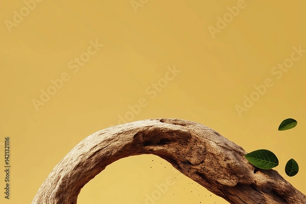 Obraz arch driftwood product display podium on the beige gradient background.ideal mockup for product display presentation showcase backdrop design
